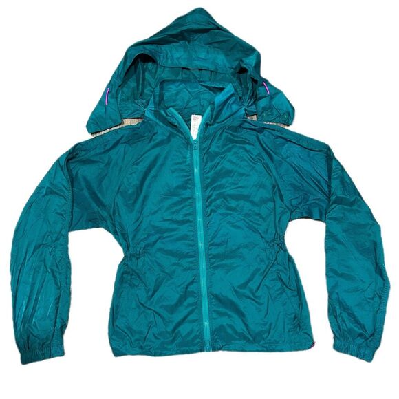 Fabletics Natalia Woven Jacket Dark Jade/Fiesta XS - Picture 8 of 12